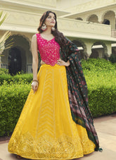 Fashionable Georgette Lehenga Choli in Yellow